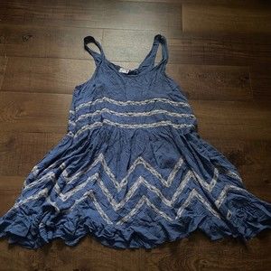 free people intimates Voile Trapeze Lace flowy blue polka dot dress